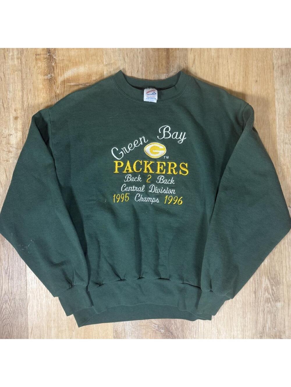 90s Green Bay Packers 1995–1996 Champs Crewneck Sweatshirt Size M